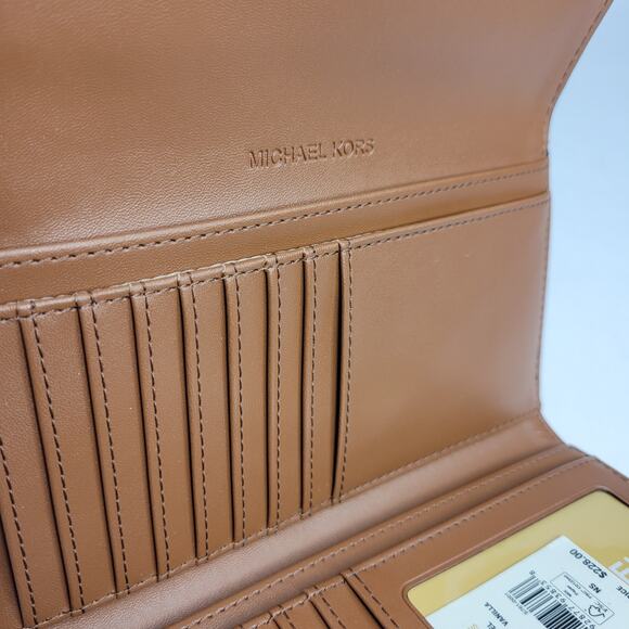 NWT Michael Kors TriFold Wallet Jet Set Travel Vanilla Brown NEW - Picture 11 of 13